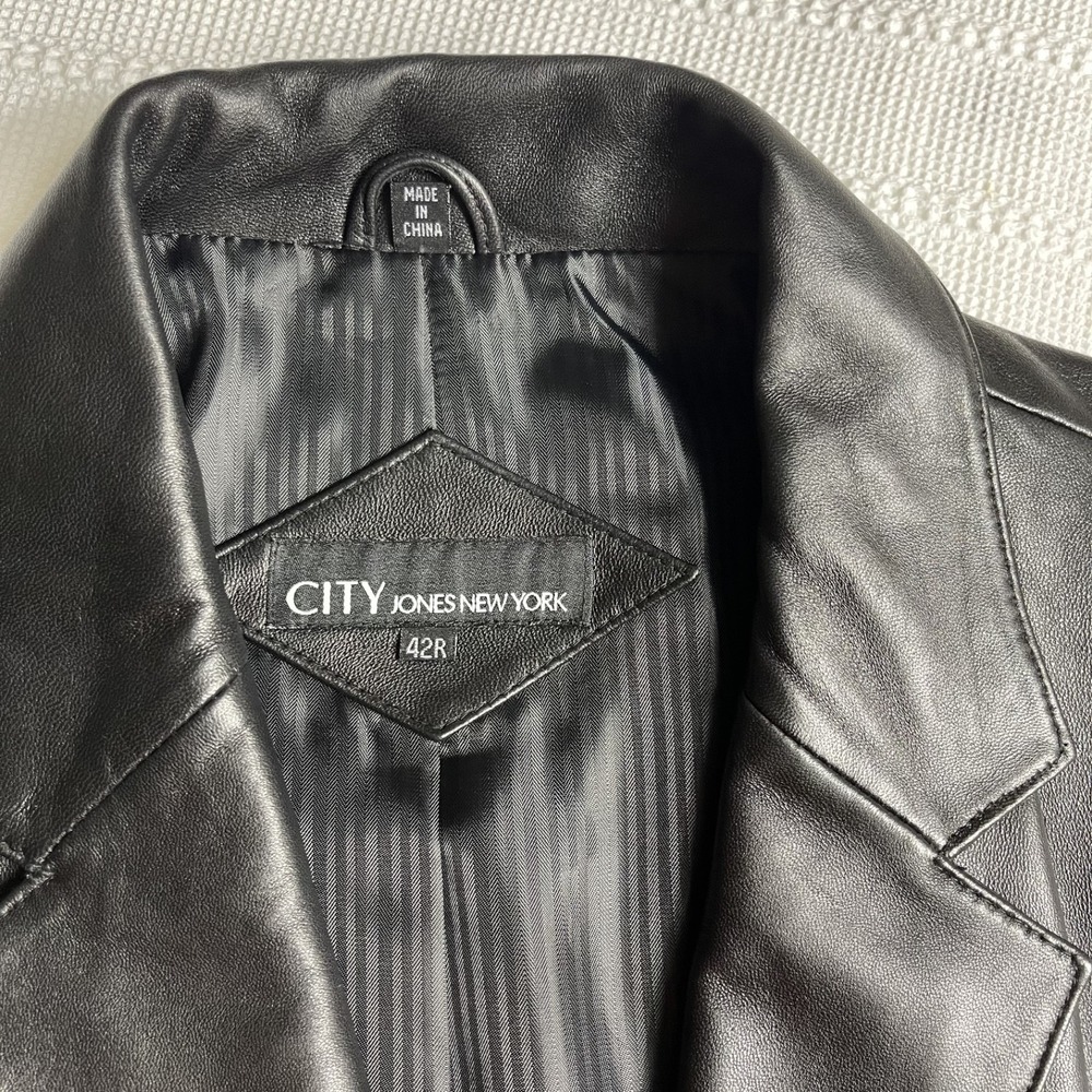CITY Jones New York Men's‎ Leather Jacket Blazer 42R